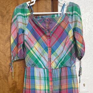 Ralph Lauren Multicolor Plaid Cotton Button-Front Dress